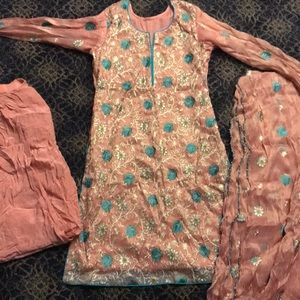 Pink three piece salwar kamese